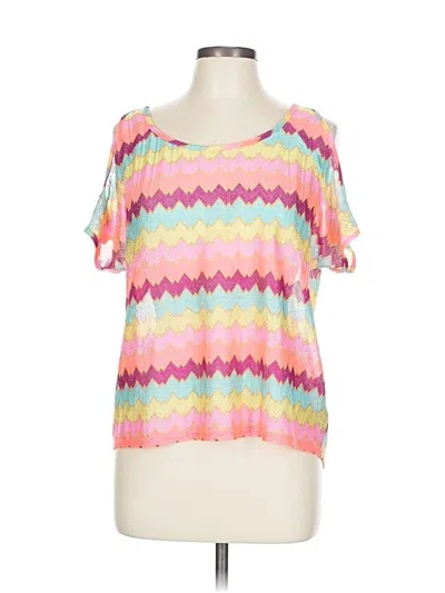 Pre-owned Forever 21 Short Sleeve Top Pink Cold Shoulder Neckline Tops