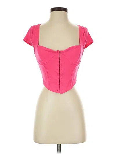Pre-owned Forever 21 Short Sleeve Top Pink Sweetheart Neckline Tops