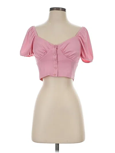 Pre-owned Forever 21 Short Sleeve Top Pink Sweetheart Neckline Tops