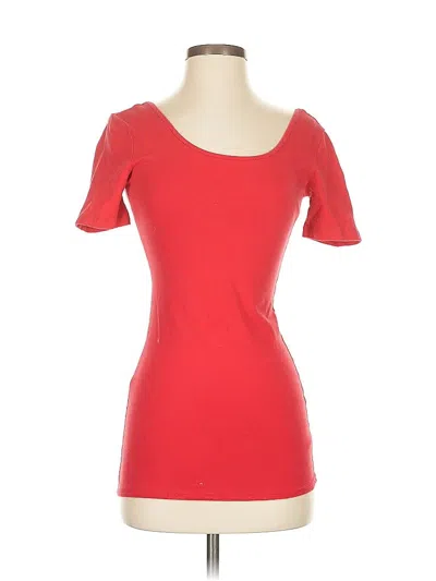 Pre-owned Forever 21 Short Sleeve Top Red Sweetheart Neckline Tops