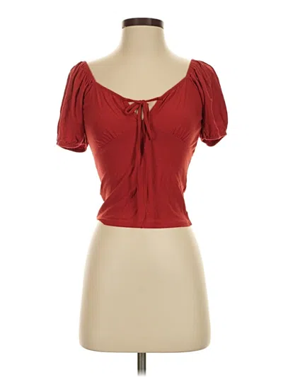 Pre-owned Forever 21 Short Sleeve Top Red Sweetheart Neckline Tops