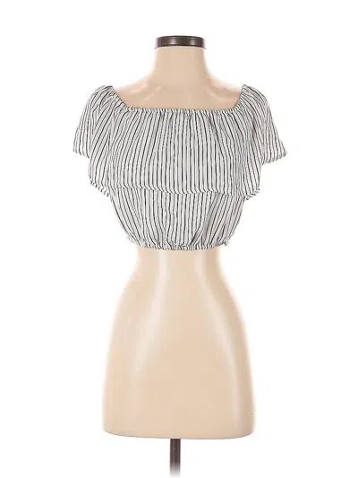 Pre-owned Forever 21 Short Sleeve Top Silver Strapless Neckline Tops