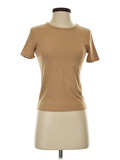 Pre-owned Forever 21 Short Sleeve Top Tan Crew Neck Tops