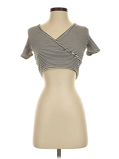 Pre-owned Forever 21 Short Sleeve Top Tan Sweetheart Neckline Tops