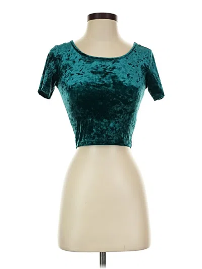 Pre-owned Forever 21 Short Sleeve Top Teal Sweetheart Neckline Tops