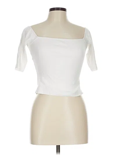 Pre-owned Forever 21 Short Sleeve Top White One Shoulder Neckline Tops