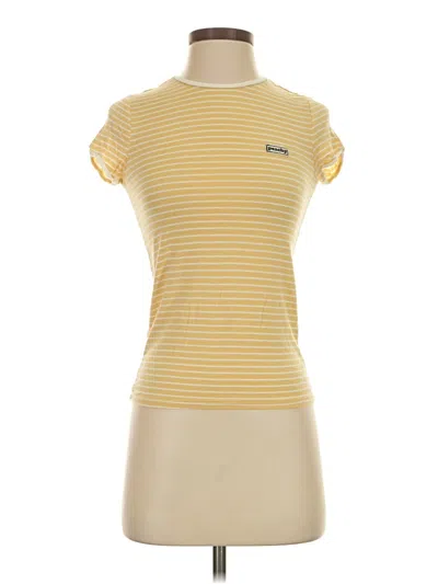 Pre-owned Forever 21 Short Sleeve Top Yellow Mock Neckline Tops
