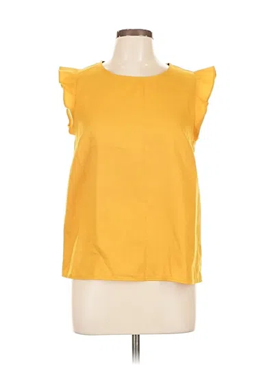 Pre-owned Forever 21 Short Sleeve Top Yellow Ruffles Neckline Tops