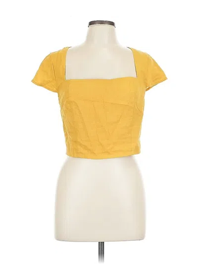 Pre-owned Forever 21 Short Sleeve Top Yellow Square Neckline Tops