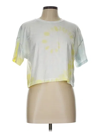 Pre-owned Forever 21 Short Sleeve Top Yellow Tie-dye Pattern Keyhole Neckline Tops