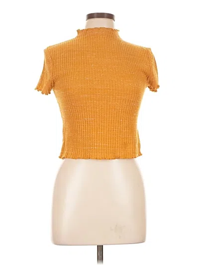 Pre-owned Forever 21 Short Sleeve Top Yellow Turtleneck Tops