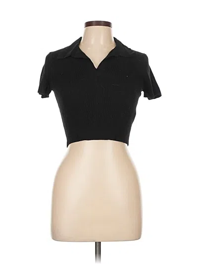 Pre-owned Forever 21 Short Sleeve Turtleneck In Black