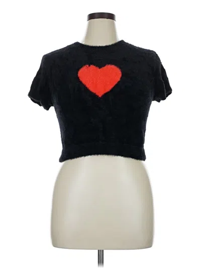 Pre-owned Forever 21 Short Sleeve Turtleneck In Black