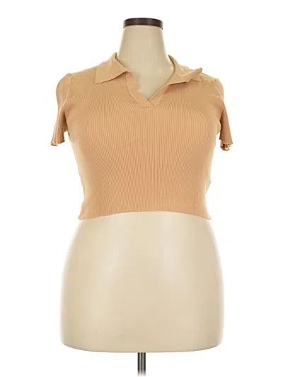 Pre-owned Forever 21 Short Sleeve Turtleneck In Brown
