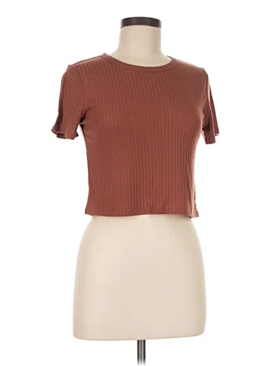 Pre-owned Forever 21 Short Sleeve Turtleneck In Brown