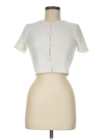 Pre-owned Forever 21 Short Sleeve Turtleneck In Ivory