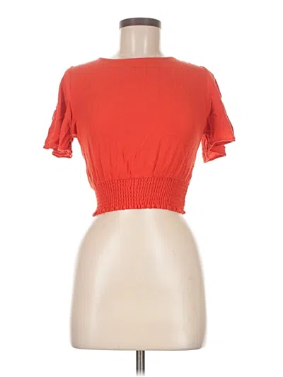 Pre-owned Forever 21 Short Sleeve Turtleneck In Red