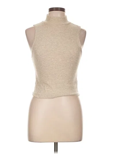 Pre-owned Forever 21 Short Sleeve Turtleneck In Tan