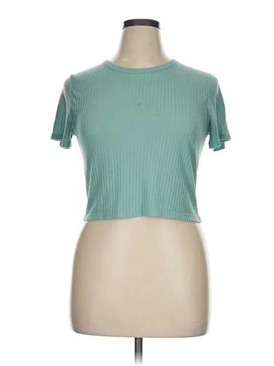 Pre-owned Forever 21 Short Sleeve Turtleneck In Teal