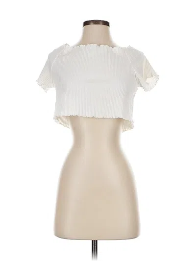 Pre-owned Forever 21 Short Sleeve Turtleneck In White