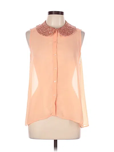 Pre-owned Forever 21 Sleeveless Button Down Shirt In Orange