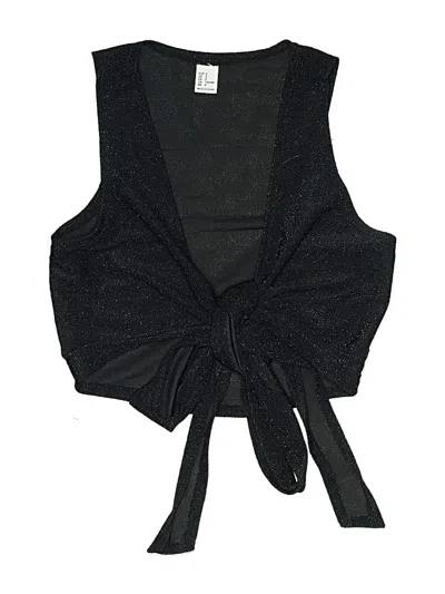 Pre-owned Forever 21 Sleeveless Top Black Plunge Neckline Tops