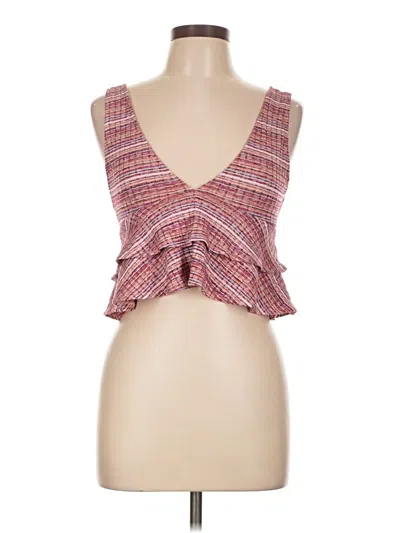 Pre-owned Forever 21 Sleeveless Top Burgundy Plunge Neckline Tops
