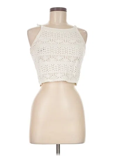 Pre-owned Forever 21 Sleeveless Top Ivory Halter Neckline Tops In White