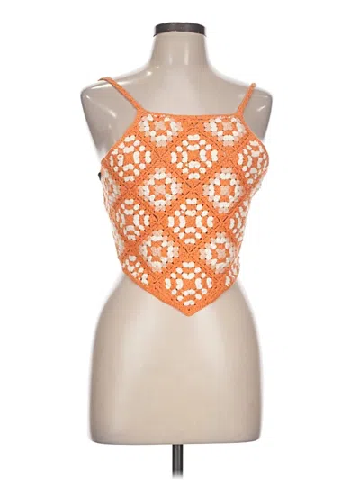 Pre-owned Forever 21 Sleeveless Top Orange Halter Neckline Tops