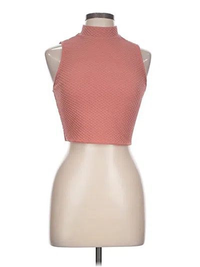 Pre-owned Forever 21 Sleeveless Top Orange Halter Neckline Tops
