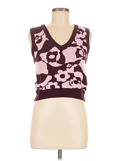 Pre-owned Forever 21 Sleeveless Top Purple V Neck Tops