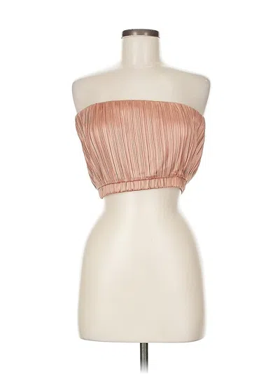 Forever 21 Sleeveless Top Tan Strapless Neckline Tops In Pink