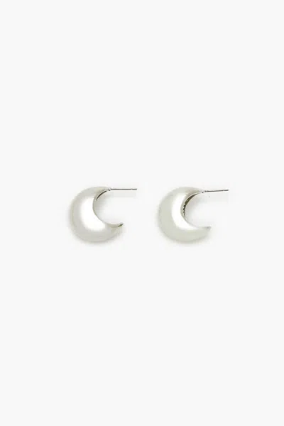Forever 21 Smooth Geo Hoop Earrings In White