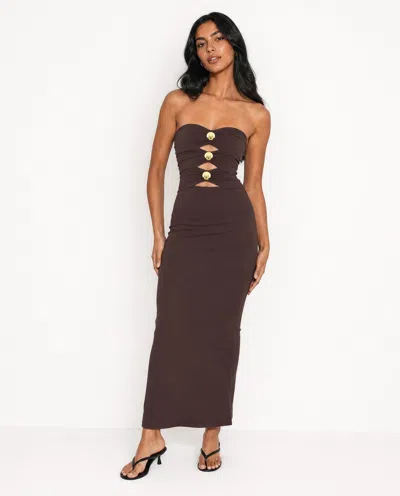 Forever 21 Strapless Cutout Bodycon Maxi Dress In Brown