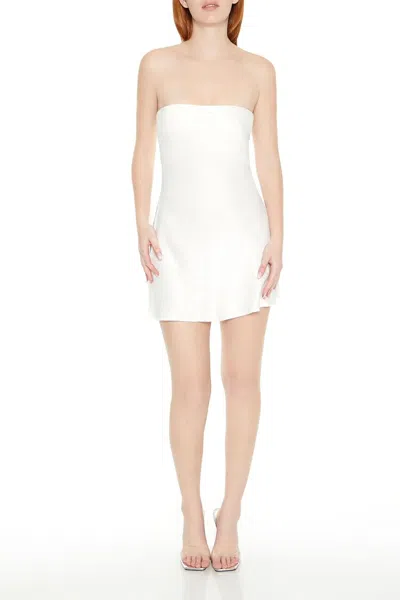 Forever 21 Strapless Satin Mini Dress In White