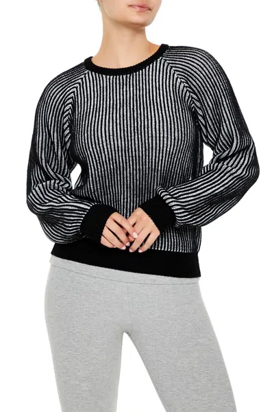 Forever 21 Striped Ribbed Knit Sweater In Black