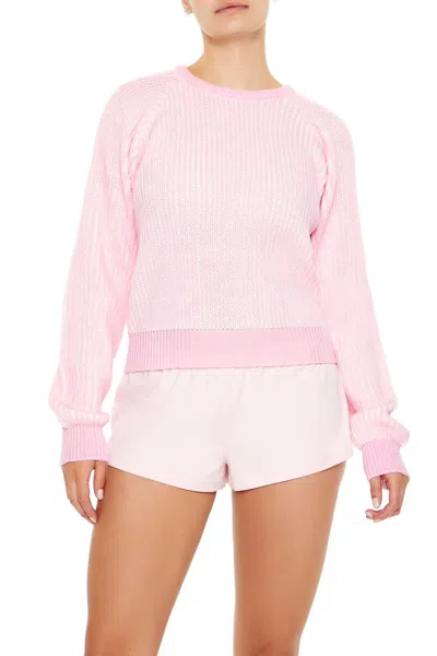 Forever 21 Striped Ribbed Knit Sweater In Pink