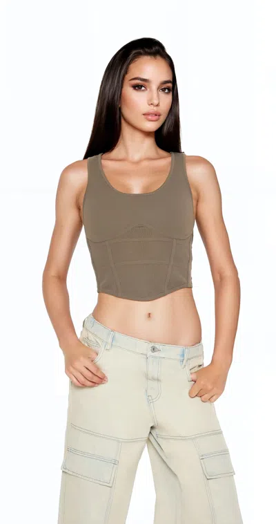 Forever 21 Sweater-knit Corset Tank Top In Neutral