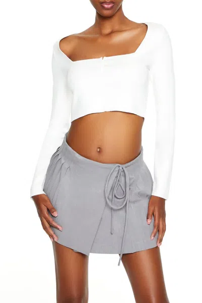 Forever 21 Sweater-knit Crop Top In White