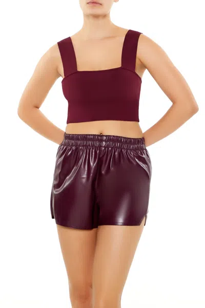 Forever 21 Sweater-knit Crop Top In Burgundy