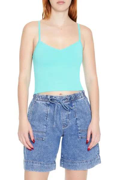 Forever 21 Sweater-knit Cropped Cami In Blue