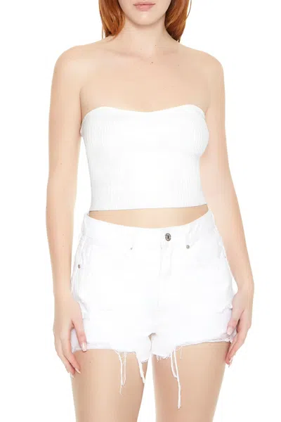 Forever 21 Sweater-knit Cropped Tube Top In White