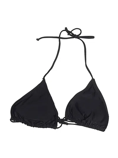 Pre-owned Forever 21 Swimsuit Top Black Solid Pattern Swimwear