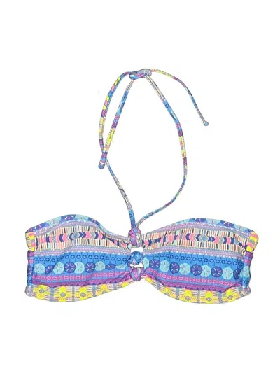 Pre-owned Forever 21 Swimsuit Top Blue Print Pattern Swimwear