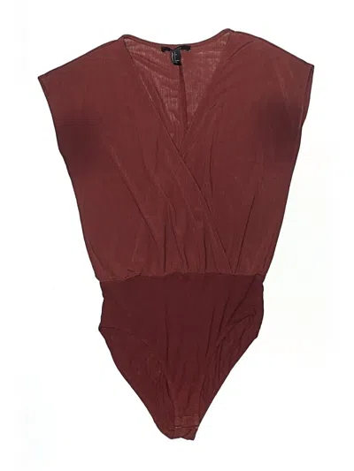 Pre-owned Forever 21 Swimsuit Top Burgundy Solid Pattern Swimwear