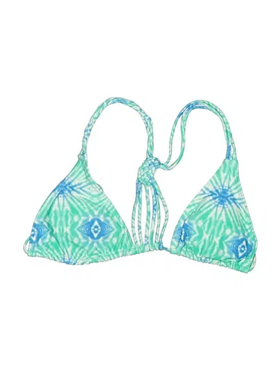 Pre-owned Forever 21 Swimsuit Top Green Print Pattern Swimwear
