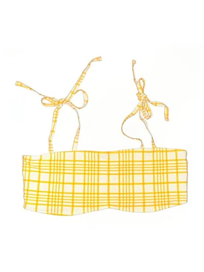 Pre-owned Forever 21 Swimsuit Top Yellow Plaid Pattern Swimwear