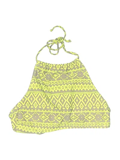 Pre-owned Forever 21 Swimsuit Top Yellow Print Pattern Swimwear