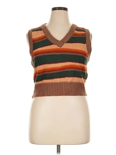 Pre-owned Forever 21 Tank Top Brown Plunge Neckline Tops