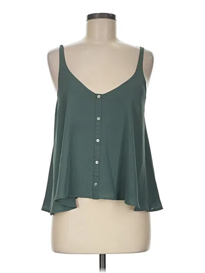 Pre-owned Forever 21 Tank Top Green Plunge Neckline Tops